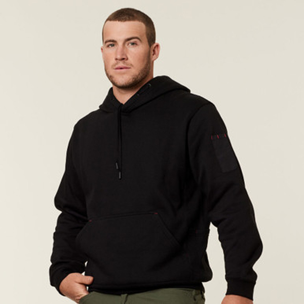 HARD YAKKA G19326 Foundations Brushed Fleece Hoodie Black 